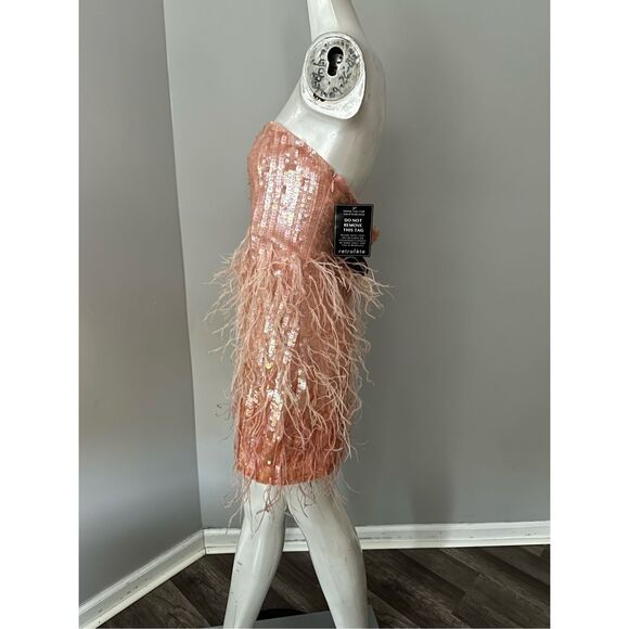 NWT Retrofete ANASTASIA SEQUIN FEATHER DRESS SIZE M $798 - Picture 6 of 11